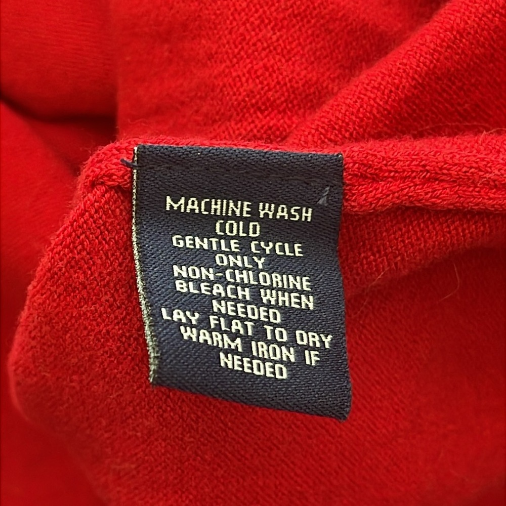 Chaps Red Ruffle Front Button Up Pullover Knit Sw… - image 5